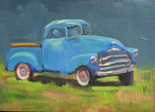 classic old blue pick-up truck
