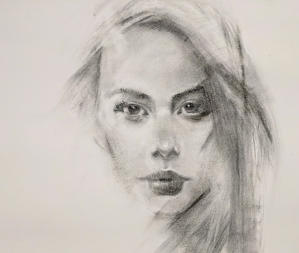 charcoal portrait woman from RK model